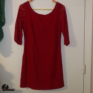 Red lace mini dress